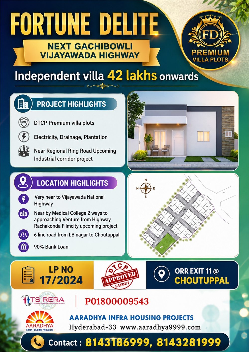 Fortune Delite brochure with layout plan, project highlights and location highlights